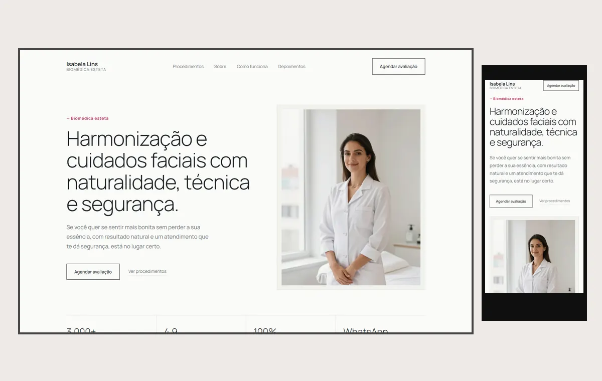 Site de estética no modelo Clean Nuvem