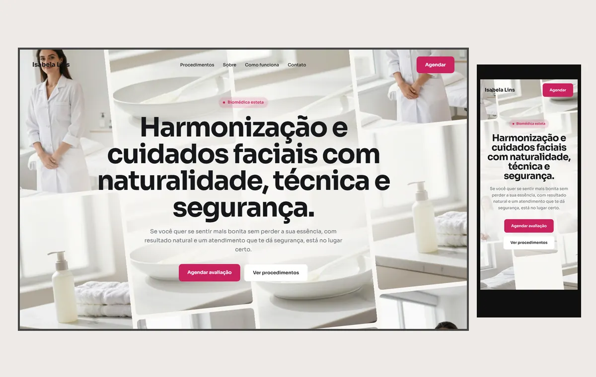 Site de estética no modelo Fluxo Brisa