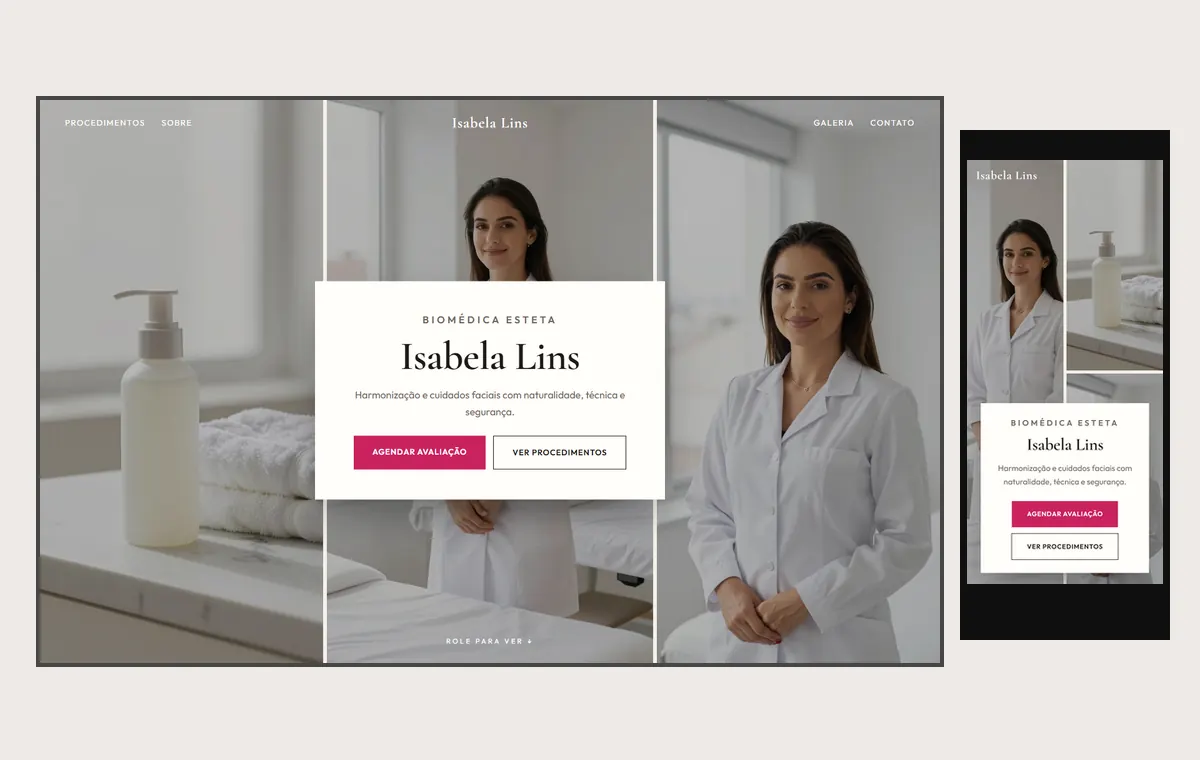 Site de estética no modelo Mosaico Areia