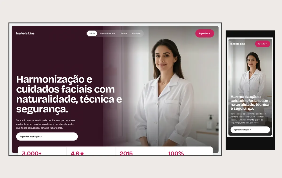 Site de estética no modelo Panorama Céu