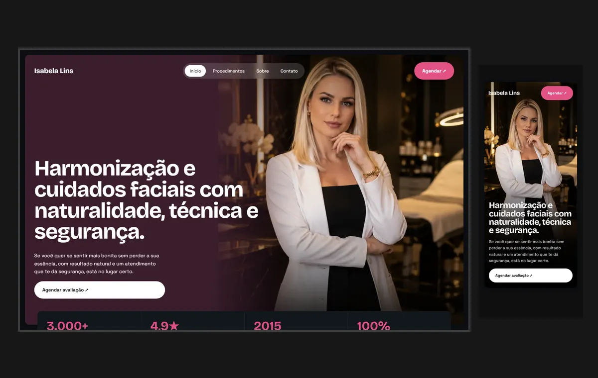 Site de estética no modelo Panorama Lua
