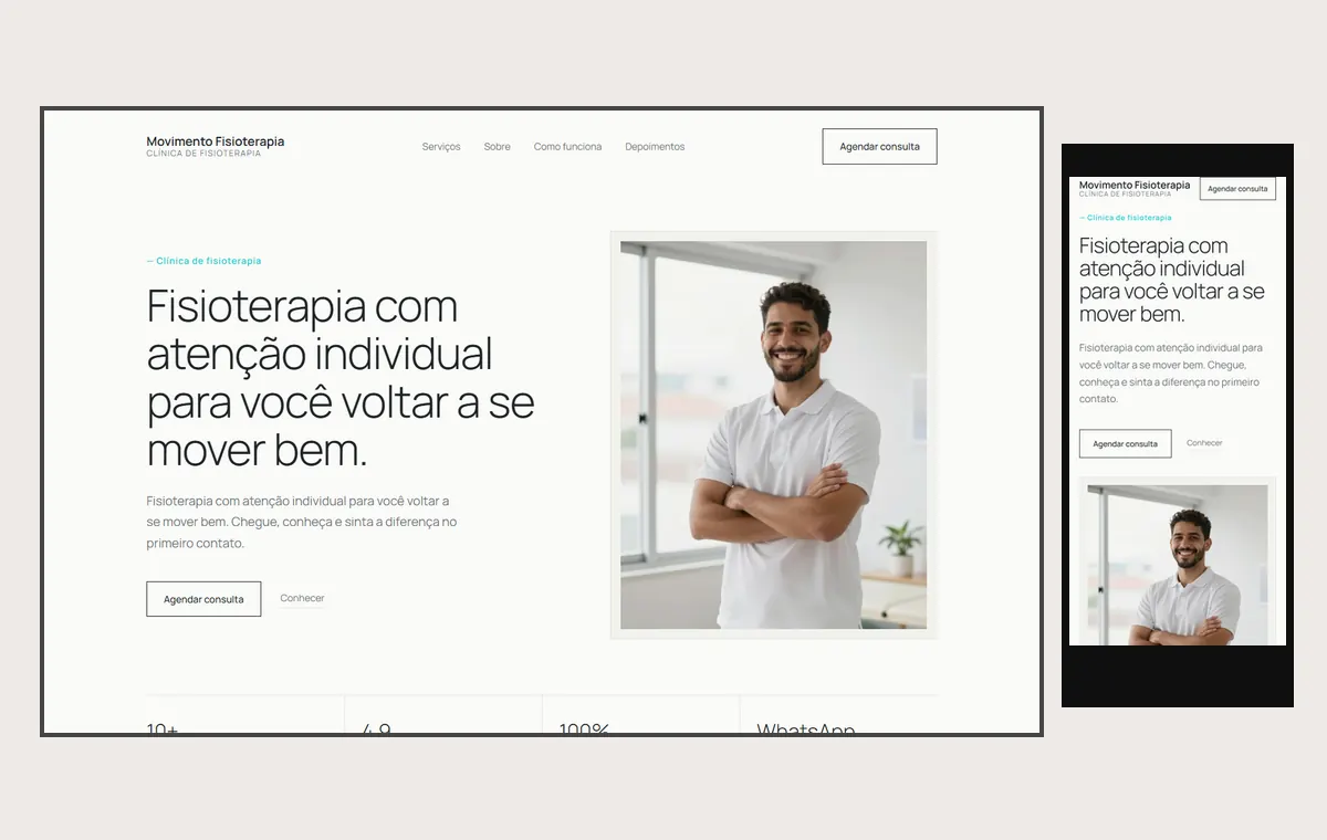 Site de fisioterapia no modelo Clean Nuvem