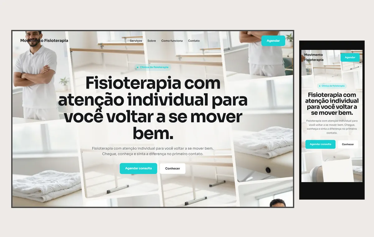 Site de fisioterapia no modelo Fluxo Brisa