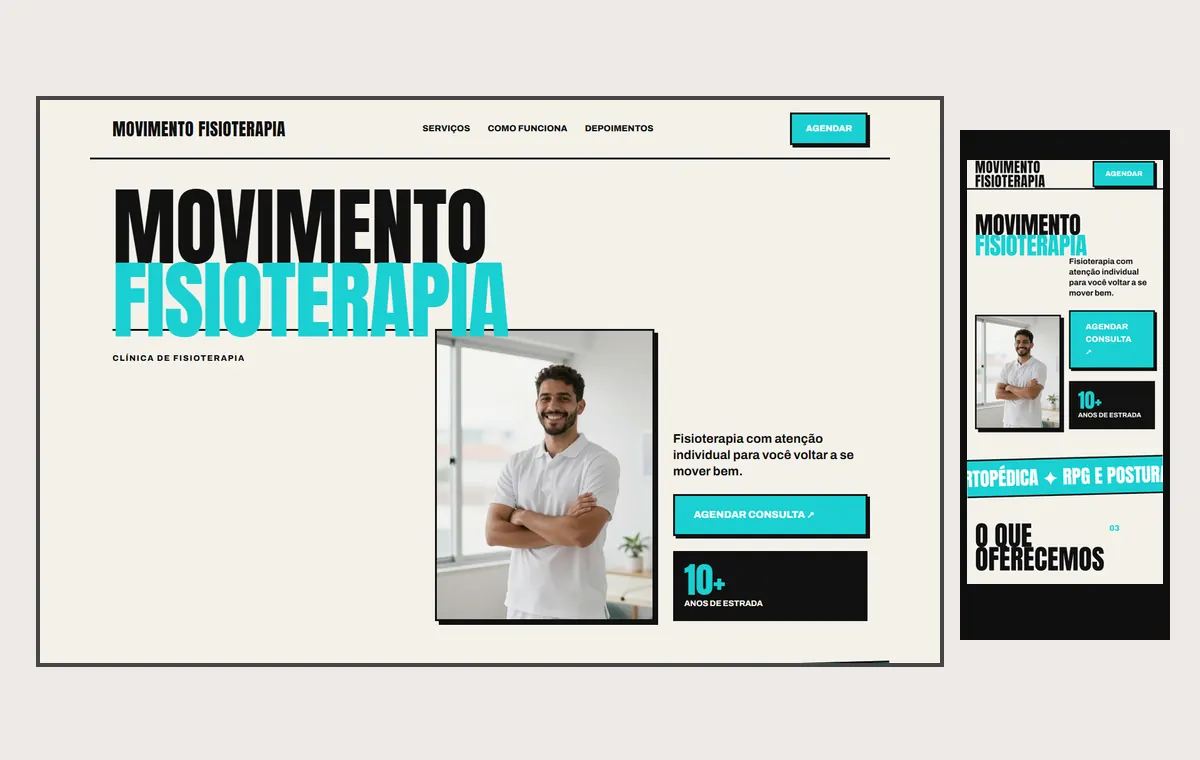 Site de fisioterapia no modelo Impacto Sol