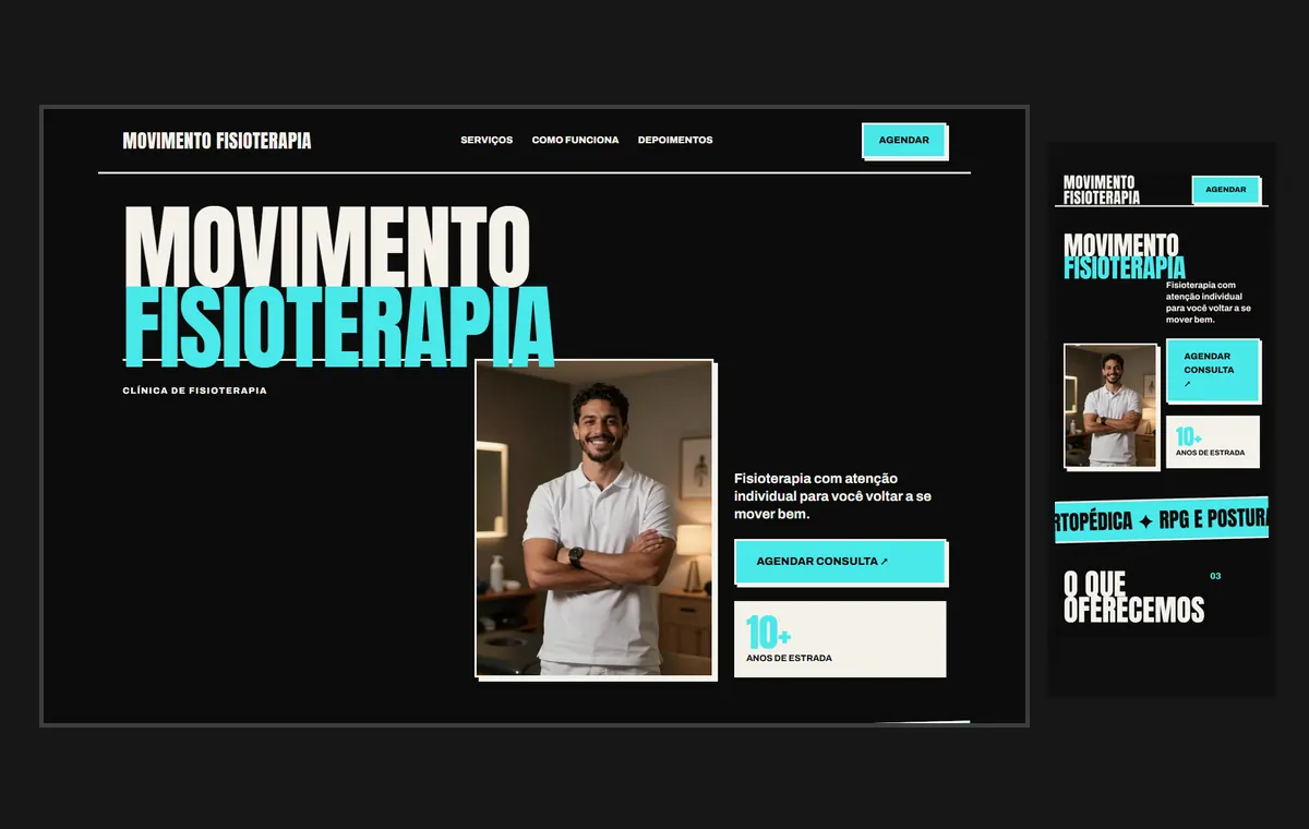 Site de fisioterapia no modelo Impacto Eclipse