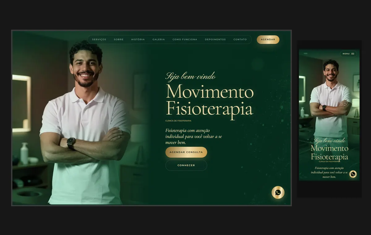 Site de fisioterapia no modelo Luxo Noite