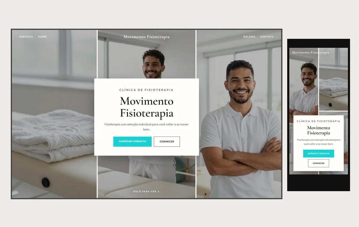 Site de fisioterapia no modelo Mosaico Areia