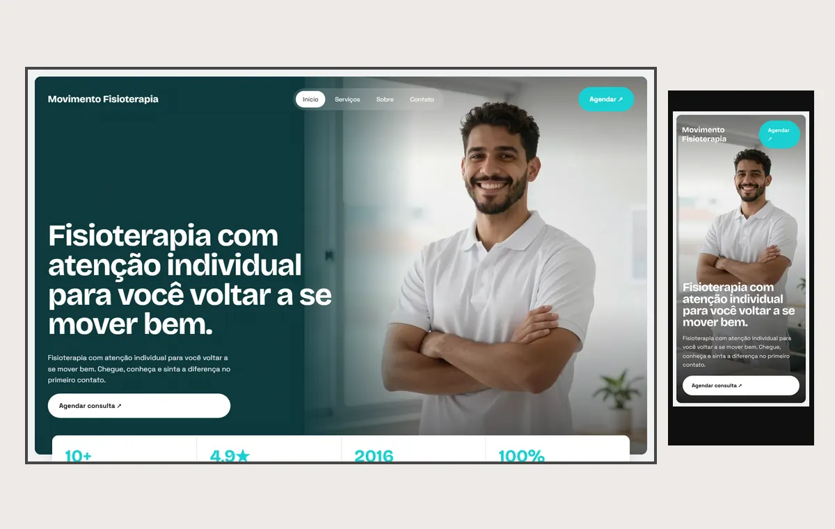 Site de fisioterapia no modelo Panorama Céu