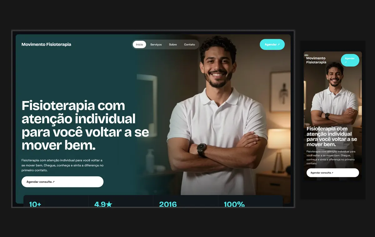 Site de fisioterapia no modelo Panorama Lua