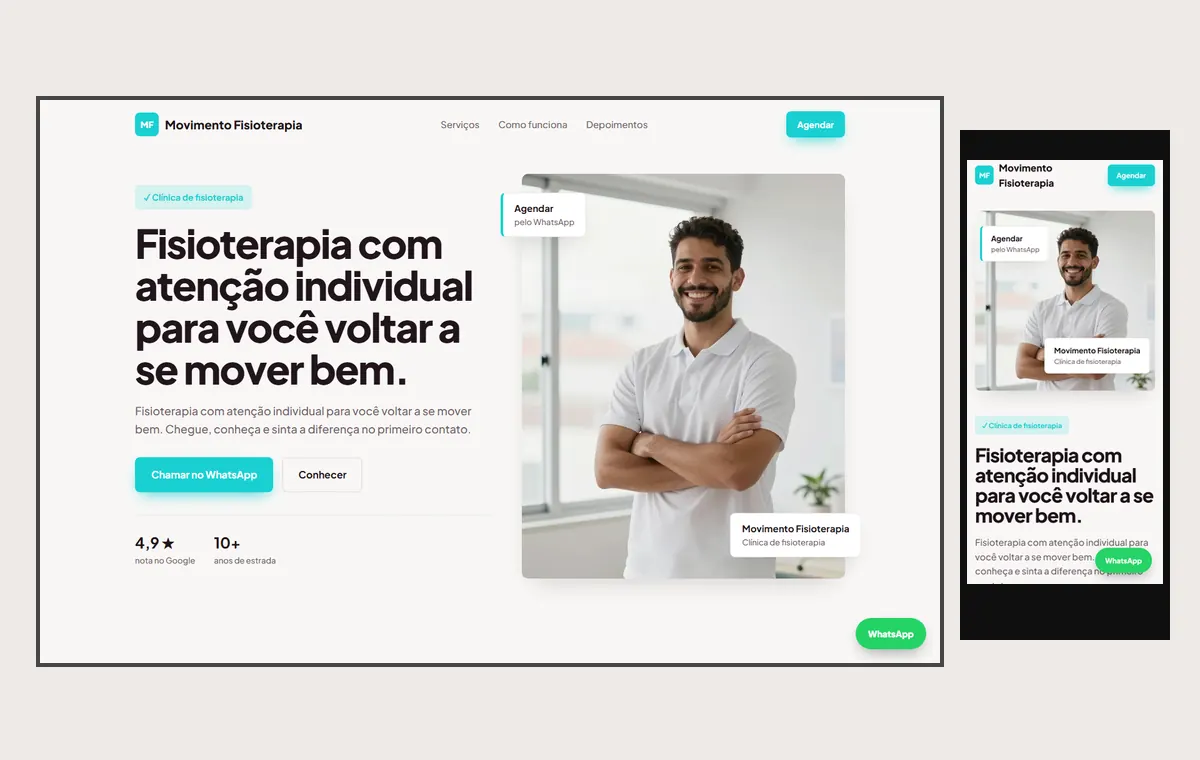 Site de fisioterapia no modelo Vitrine Aurora