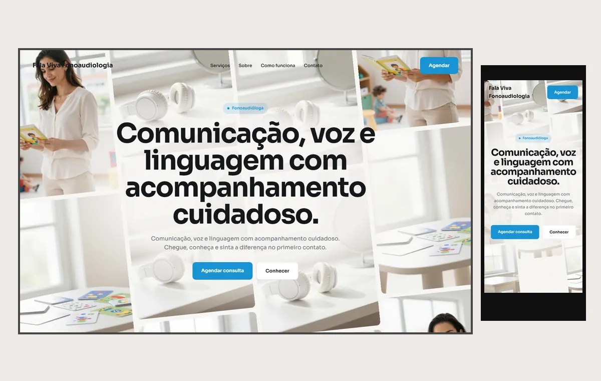 Site de fonoaudiólogo(a) no modelo Fluxo Brisa