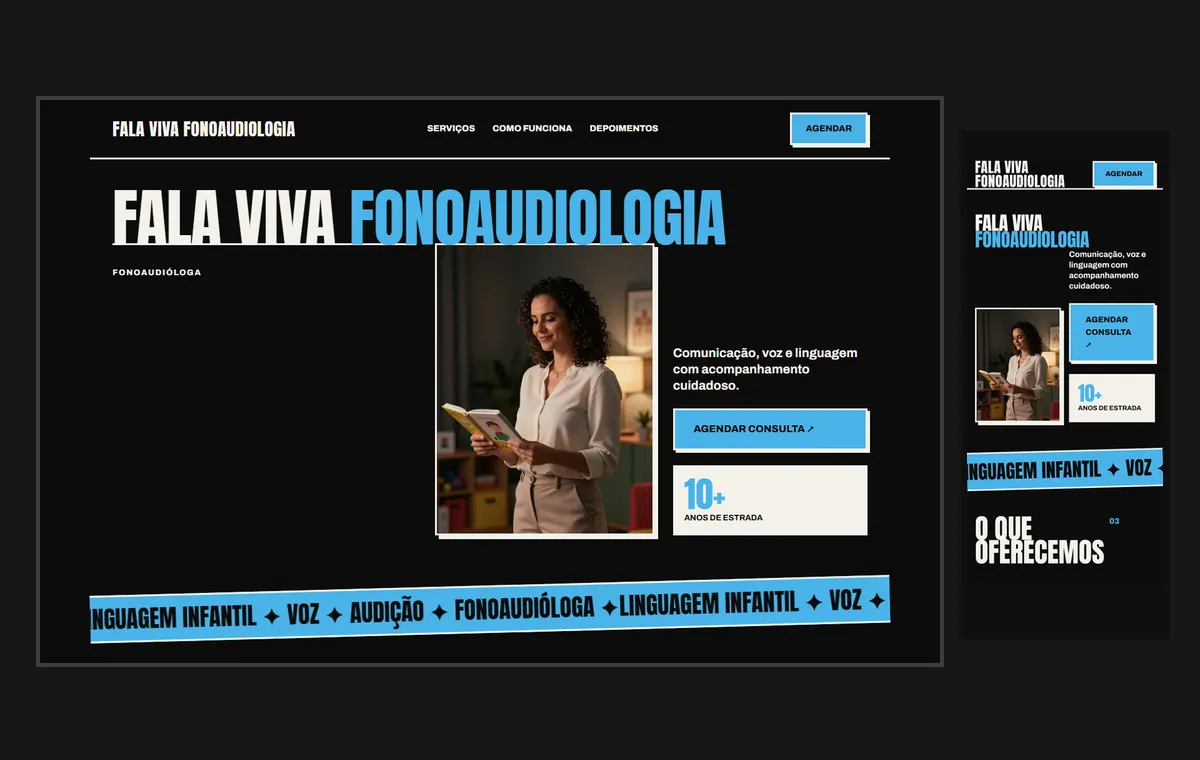 Site de fonoaudiólogo(a) no modelo Impacto Eclipse
