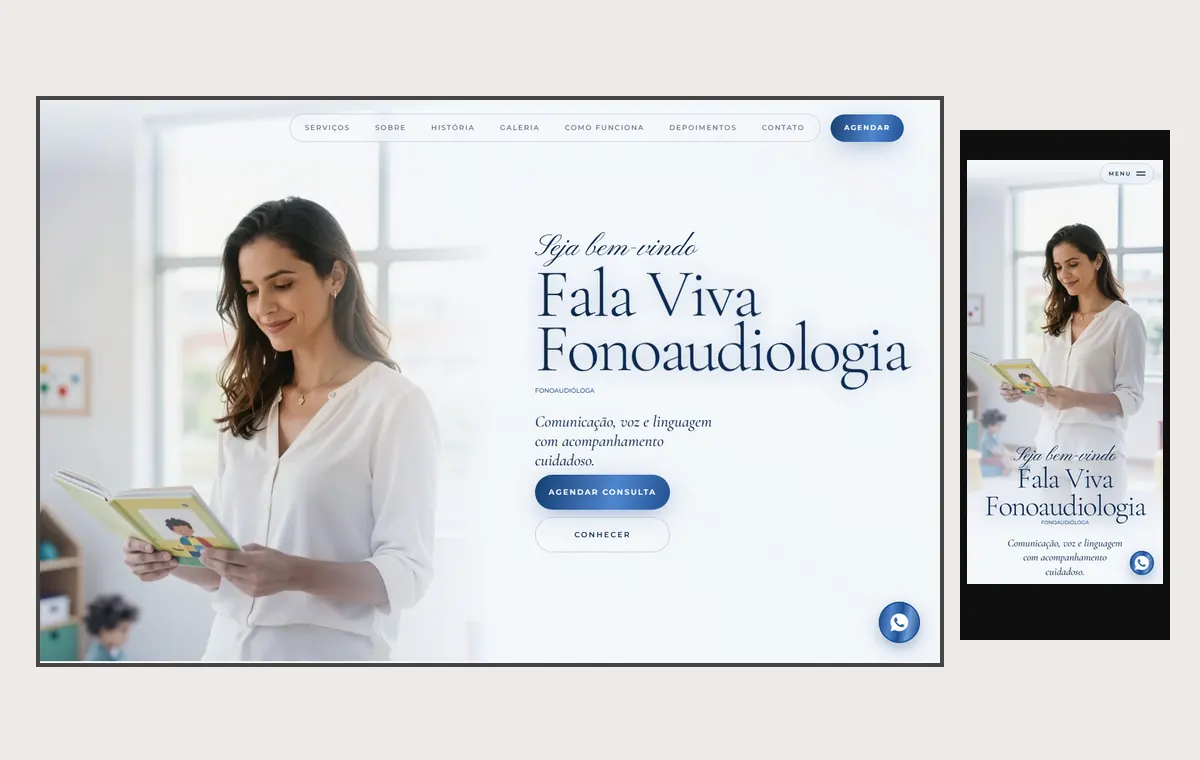 Site de fonoaudiólogo(a) no modelo Luxo Dia