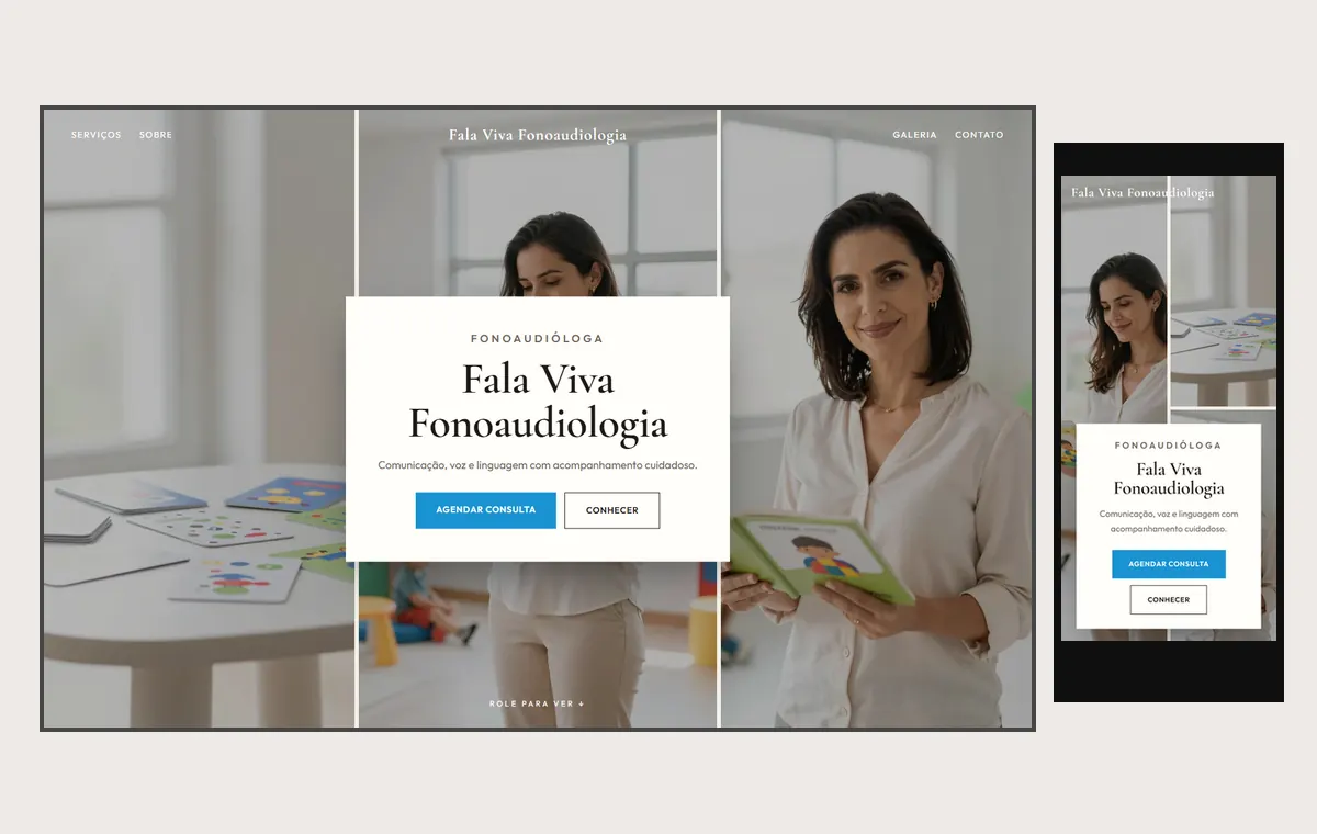 Site de fonoaudiólogo(a) no modelo Mosaico Areia