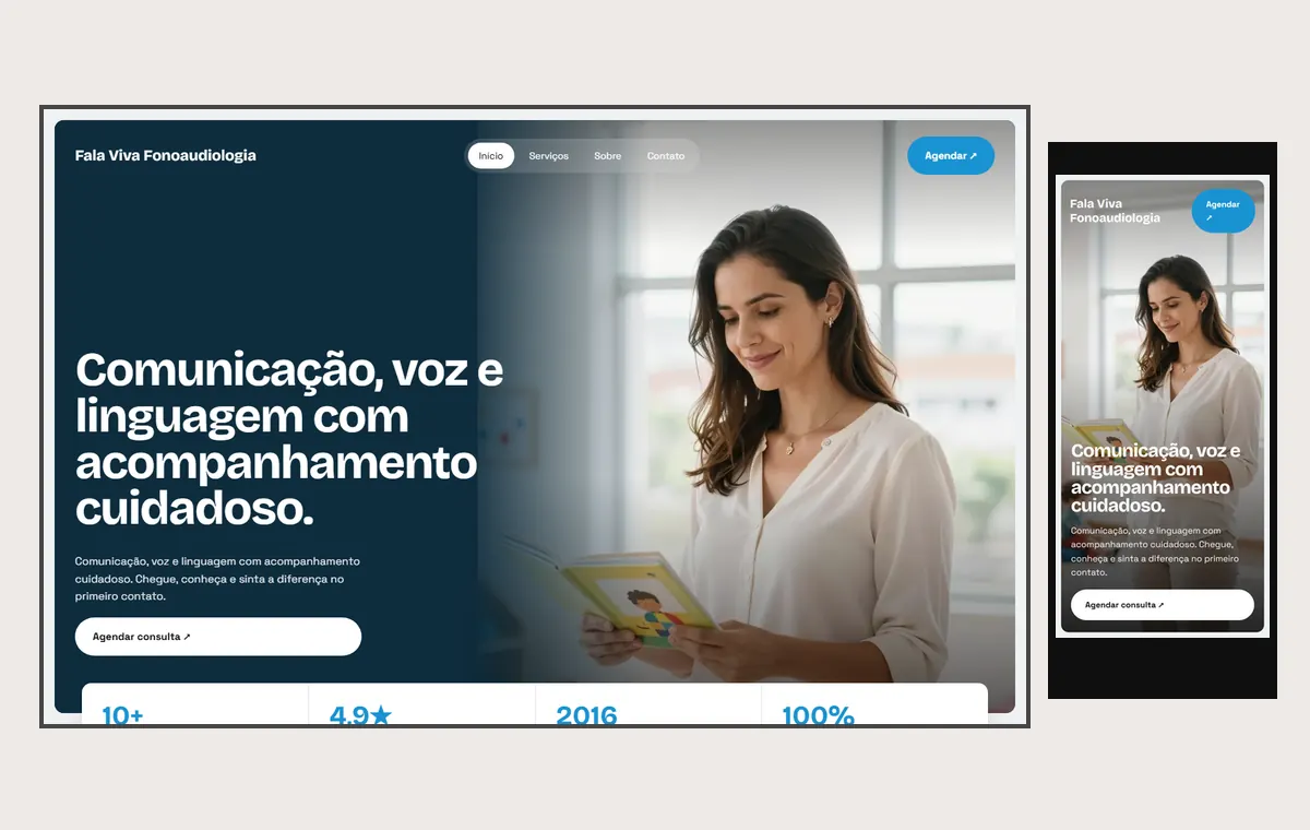 Site de fonoaudiólogo(a) no modelo Panorama Céu
