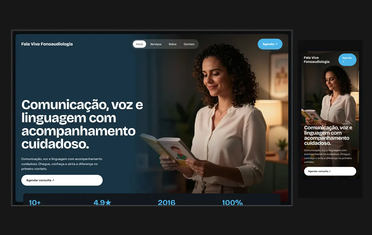 Site de fonoaudiólogo(a) no modelo Panorama Lua