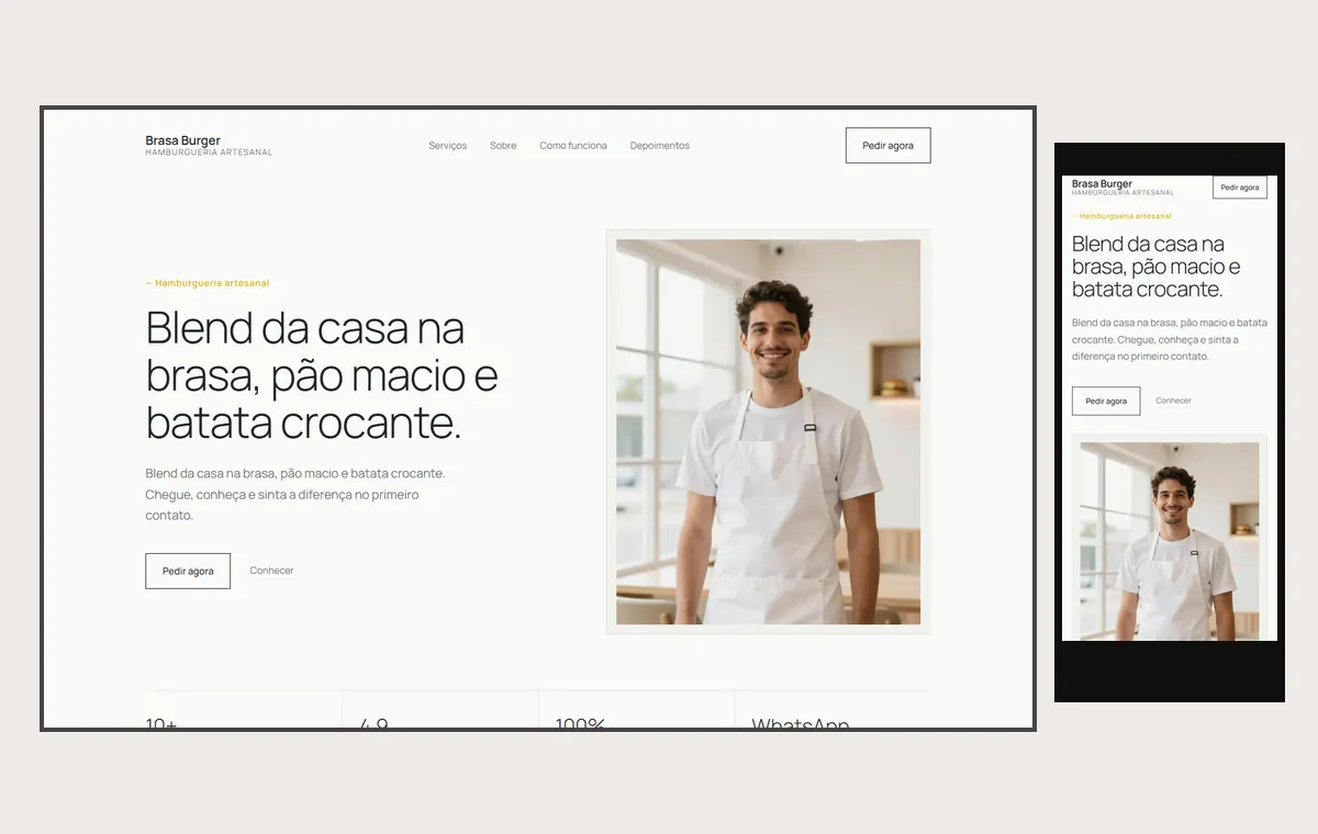 Site de hamburgueria no modelo Clean Nuvem