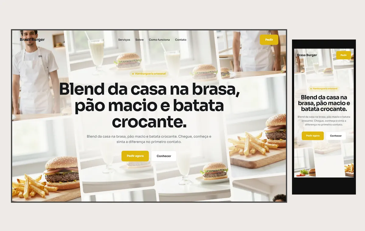 Site de hamburgueria no modelo Fluxo Brisa