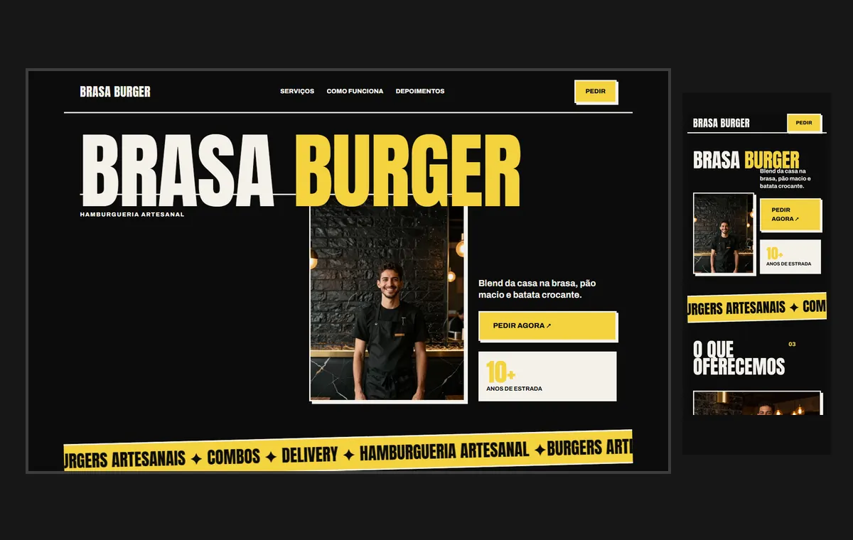Site de hamburgueria no modelo Impacto Eclipse