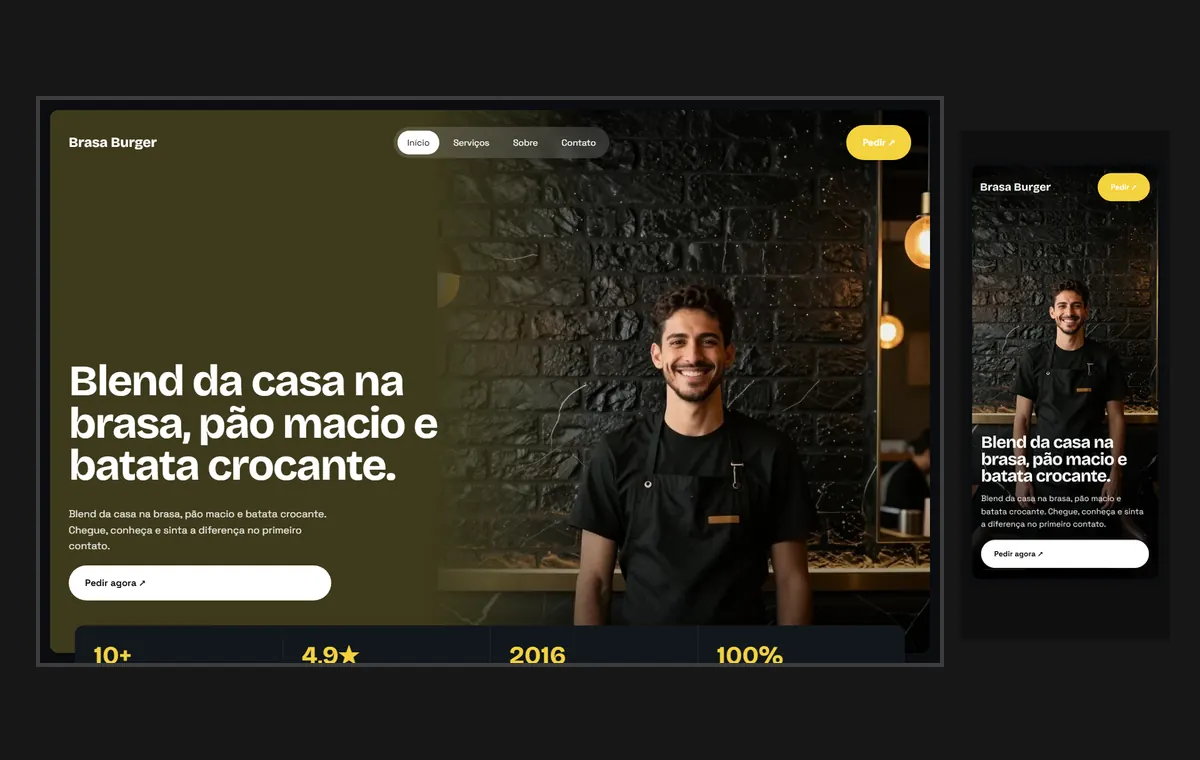 Site de hamburgueria no modelo Panorama Lua
