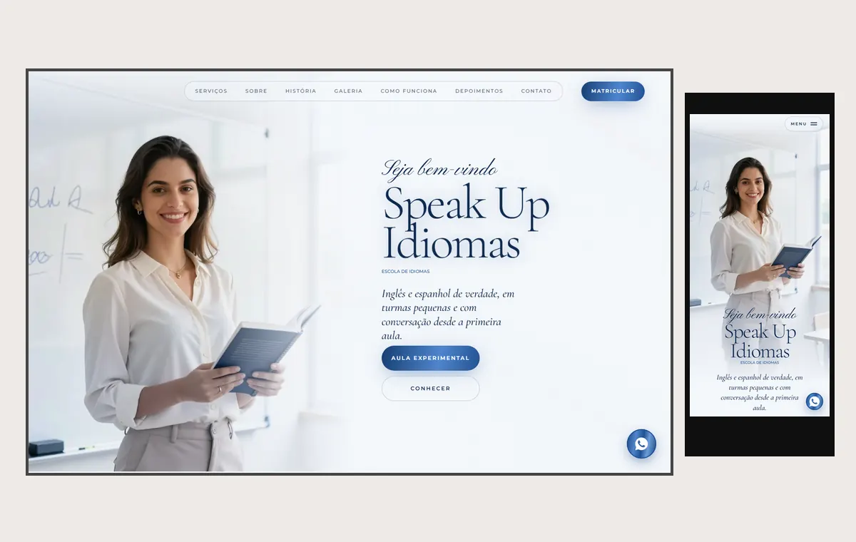 Site de escola de idiomas no modelo Luxo Dia