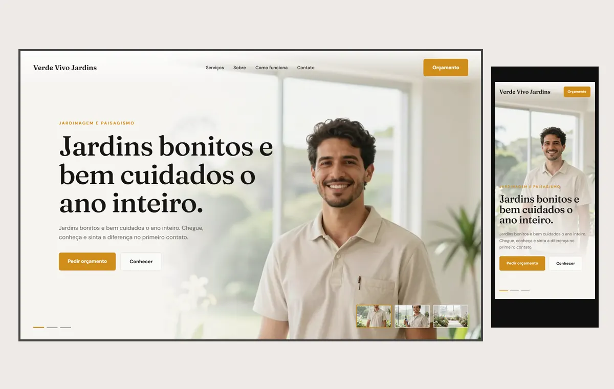 Site de jardinagem e paisagismo no modelo Cinema Luz