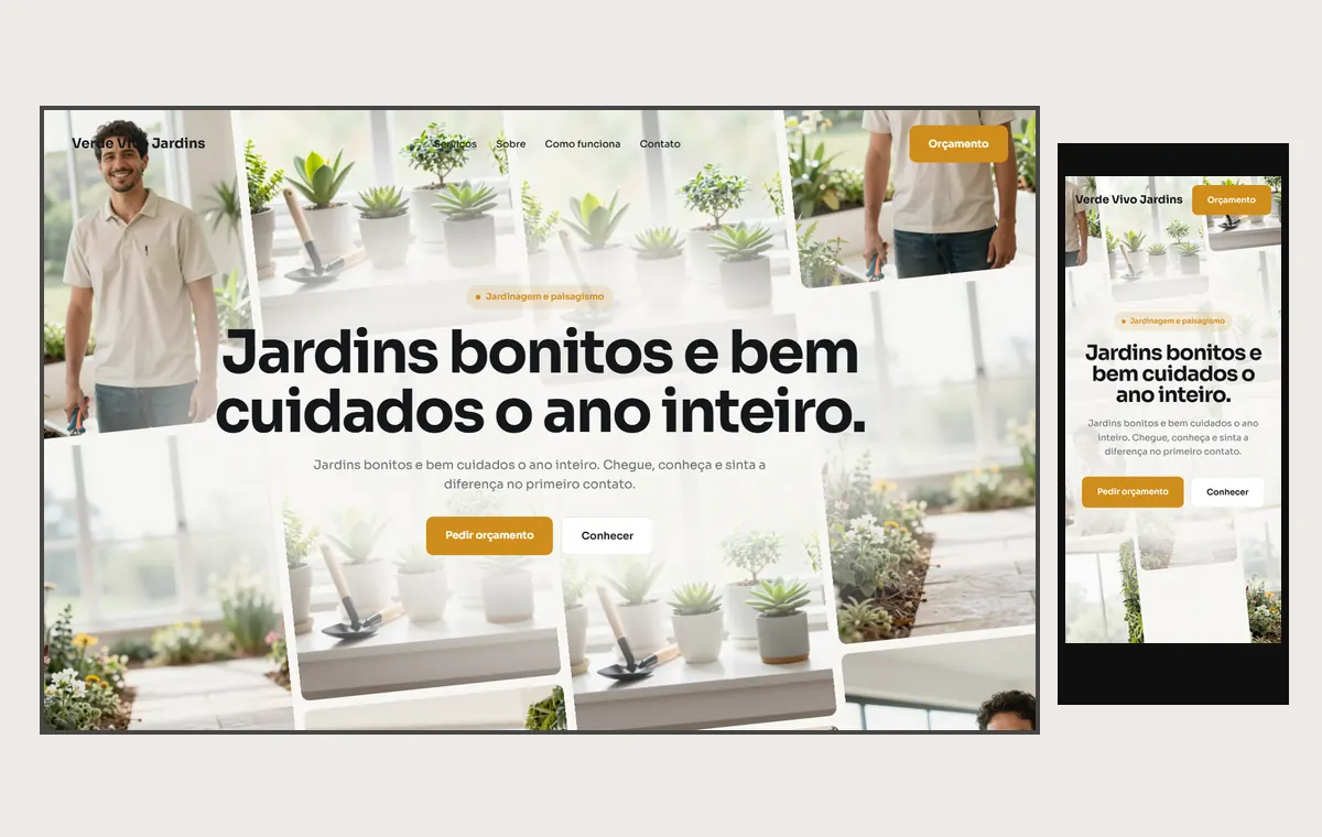 Site de jardinagem e paisagismo no modelo Fluxo Brisa
