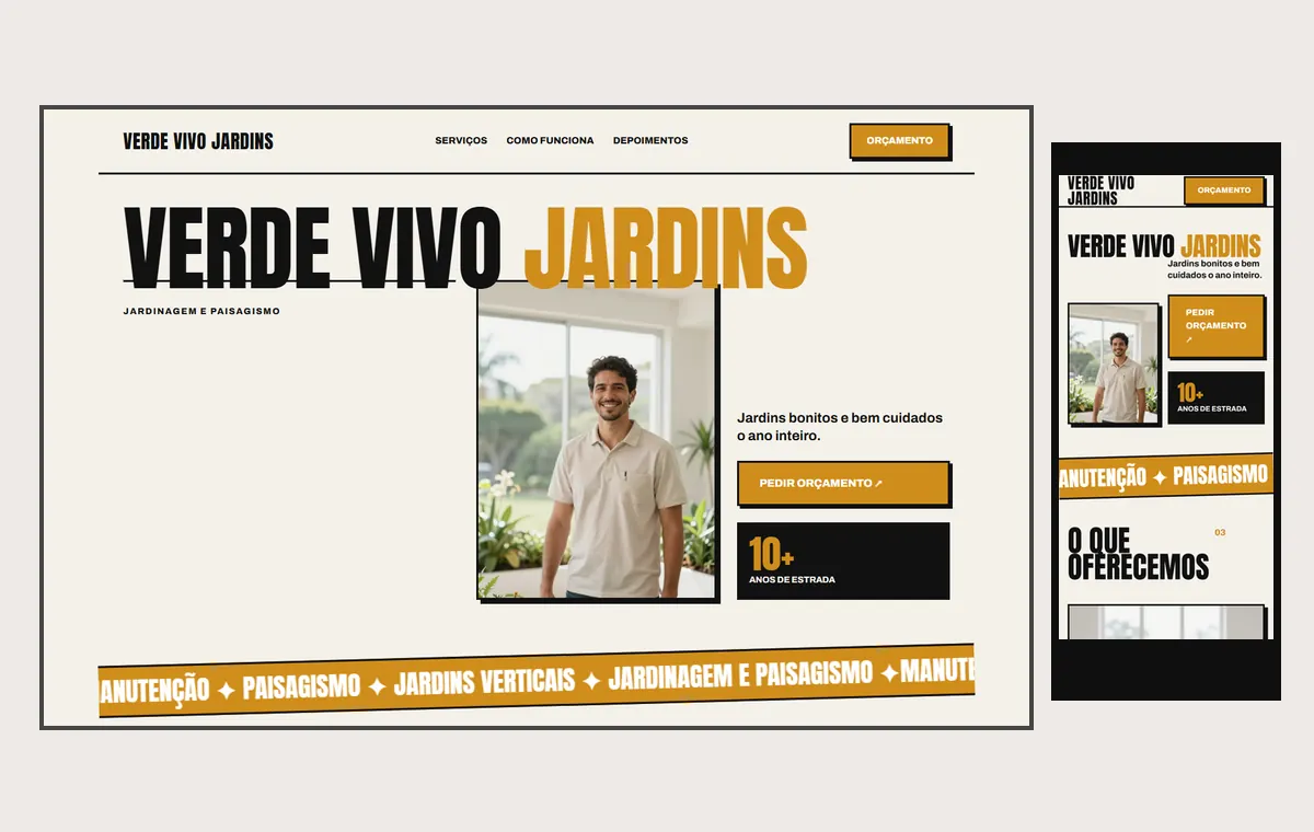 Site de jardinagem e paisagismo no modelo Impacto Sol