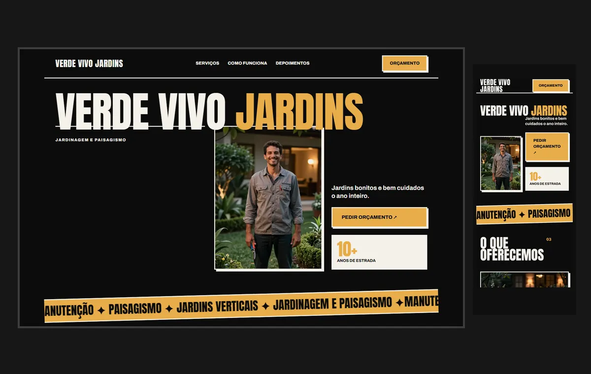 Site de jardinagem e paisagismo no modelo Impacto Eclipse