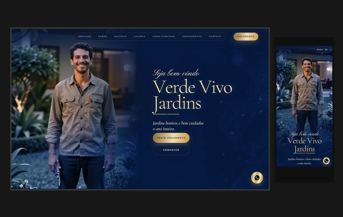 Site de jardinagem e paisagismo no modelo Luxo Noite