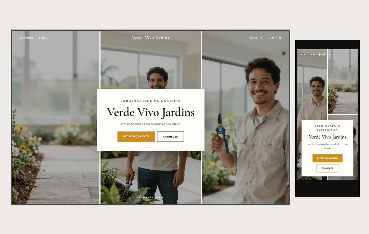 Site de jardinagem e paisagismo no modelo Mosaico Areia