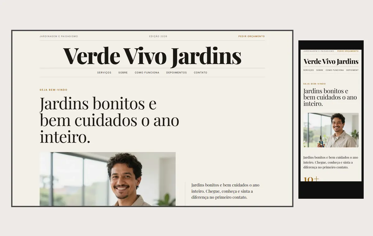 Site de jardinagem e paisagismo no modelo Revista Linho