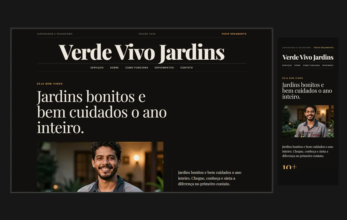 Site de jardinagem e paisagismo no modelo Revista Ébano