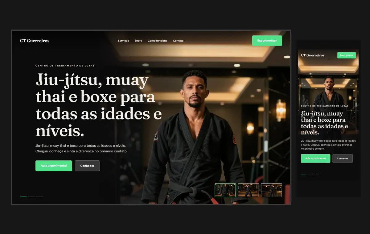 Site de lutas e artes marciais no modelo Cinema Noite