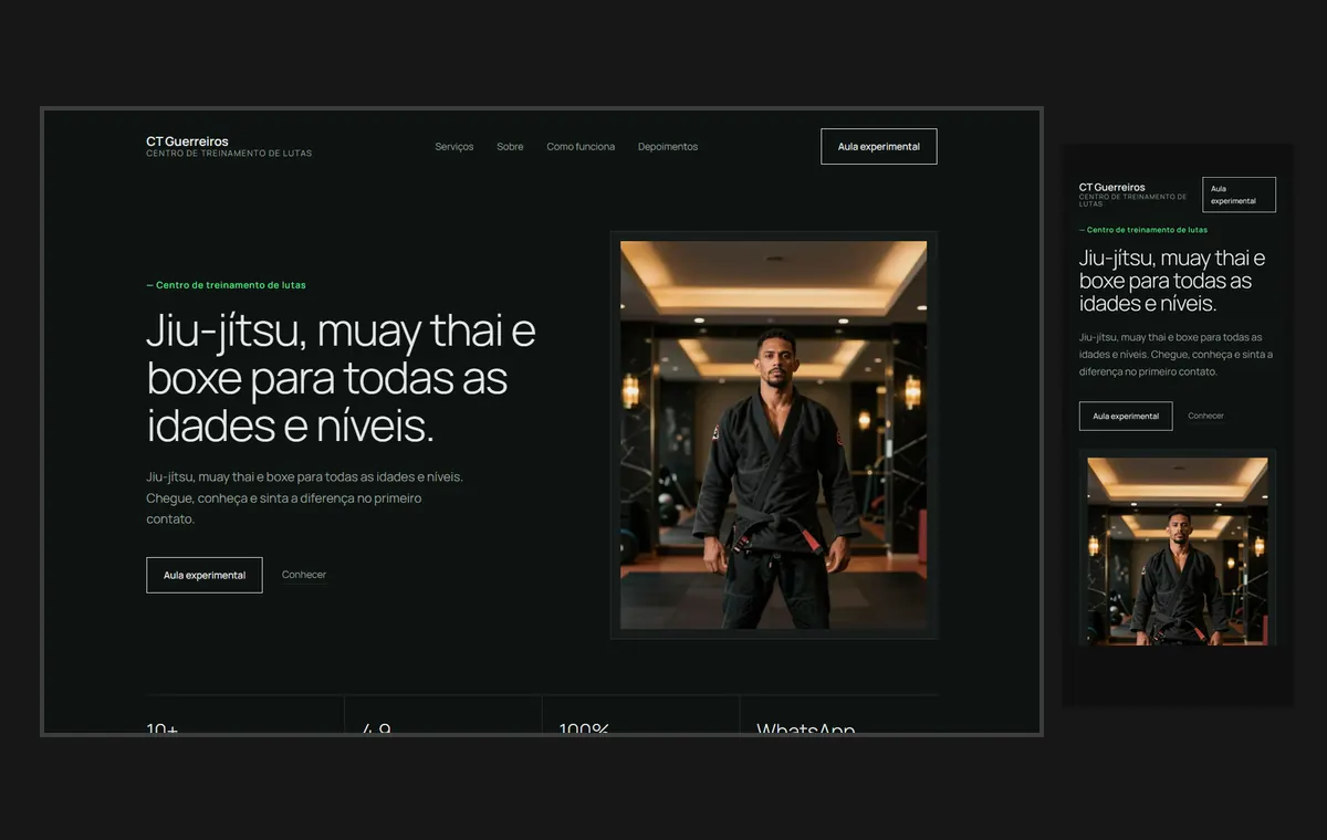 Site de lutas e artes marciais no modelo Clean Grafite
