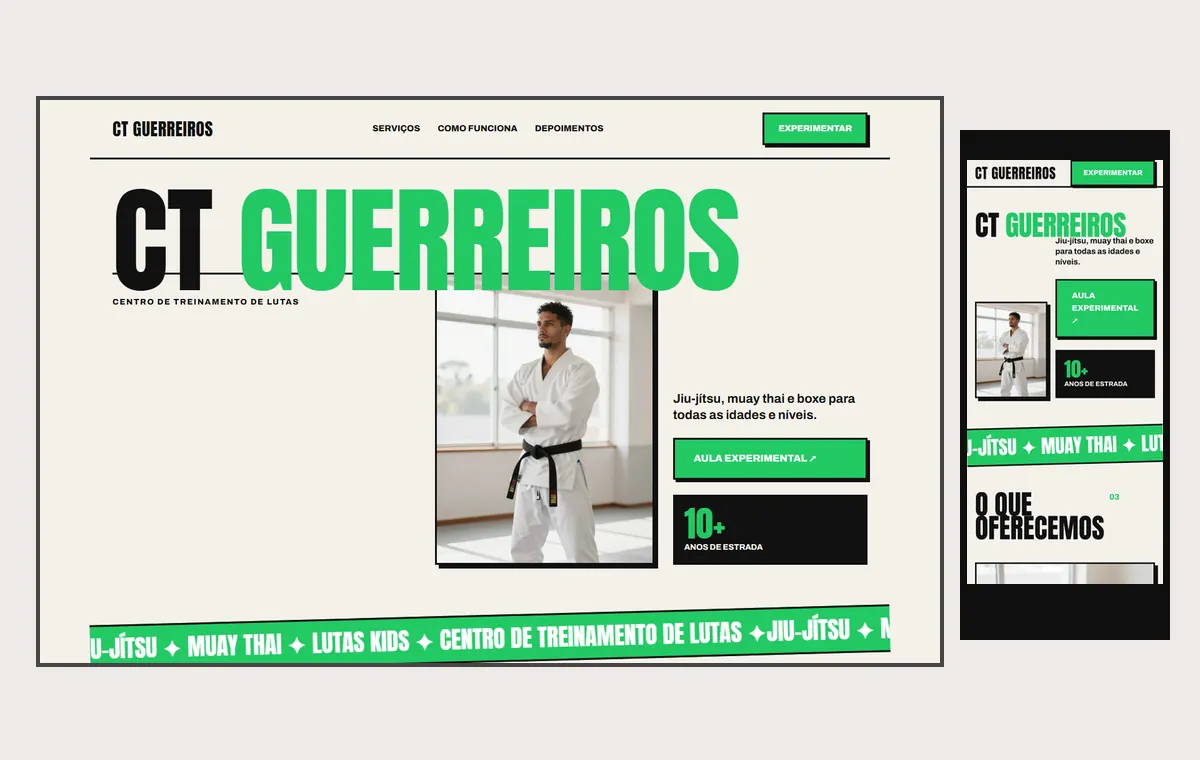 Site de lutas e artes marciais no modelo Impacto Sol