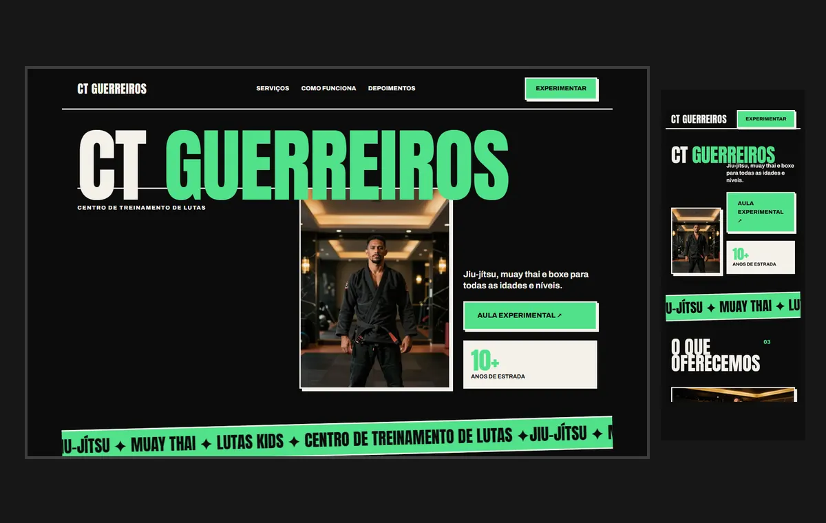 Site de lutas e artes marciais no modelo Impacto Eclipse