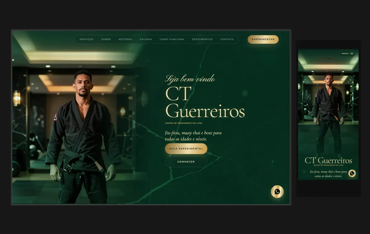 Site de lutas e artes marciais no modelo Luxo Noite