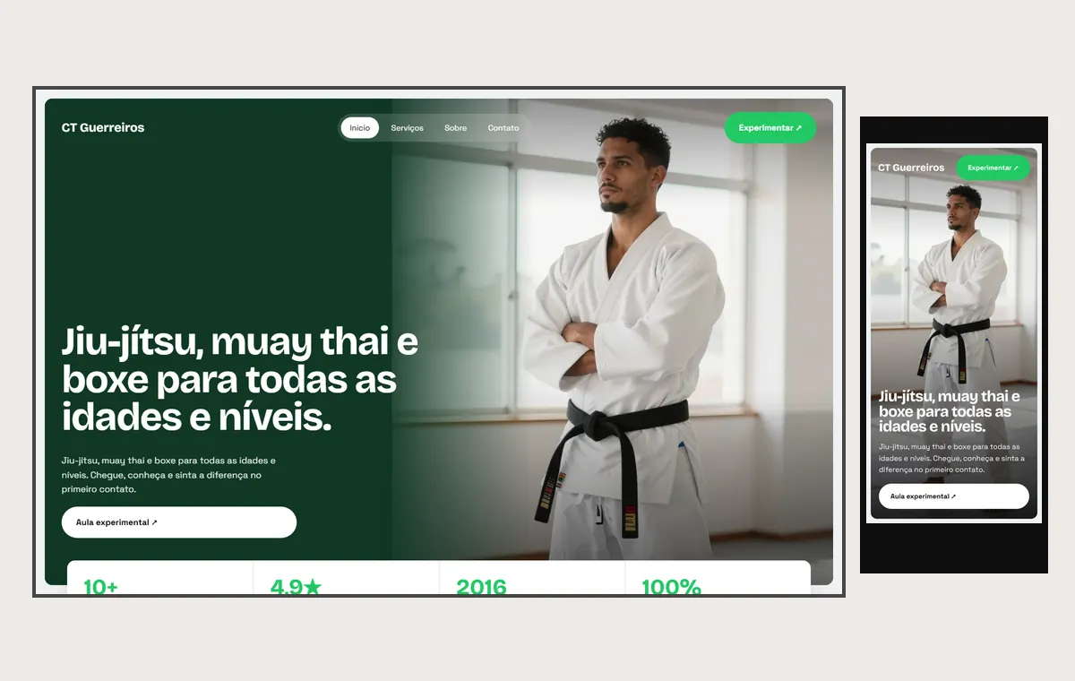 Site de lutas e artes marciais no modelo Panorama Céu