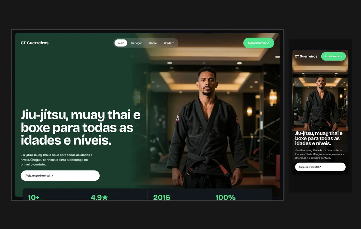 Site de lutas e artes marciais no modelo Panorama Lua