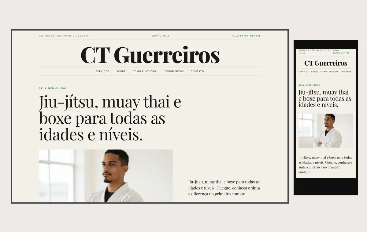Site de lutas e artes marciais no modelo Revista Linho