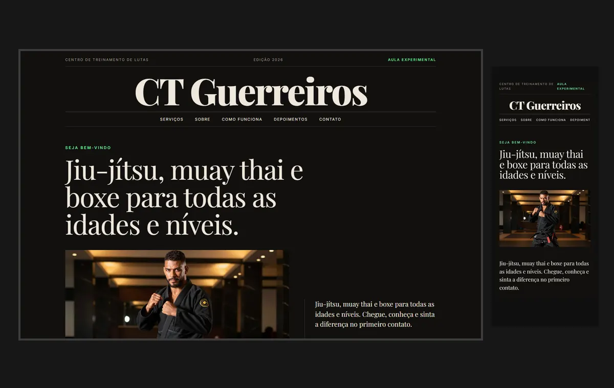 Site de lutas e artes marciais no modelo Revista Ébano