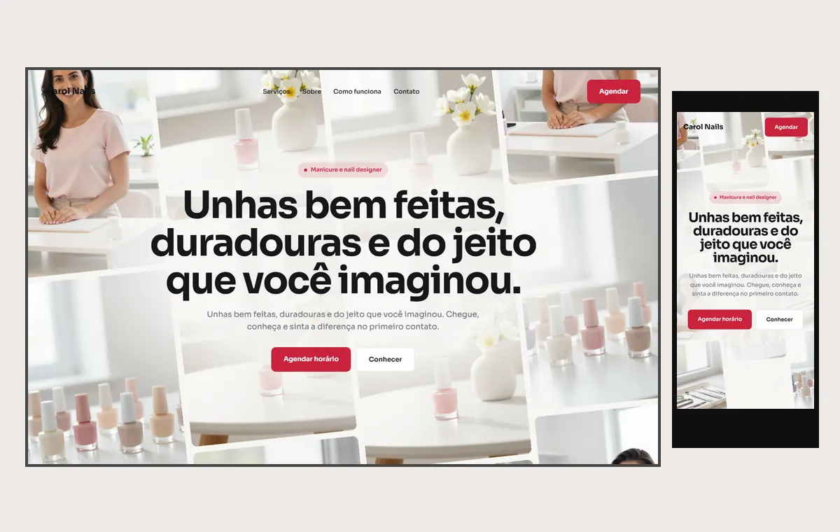 Site de manicure e nail design no modelo Fluxo Brisa