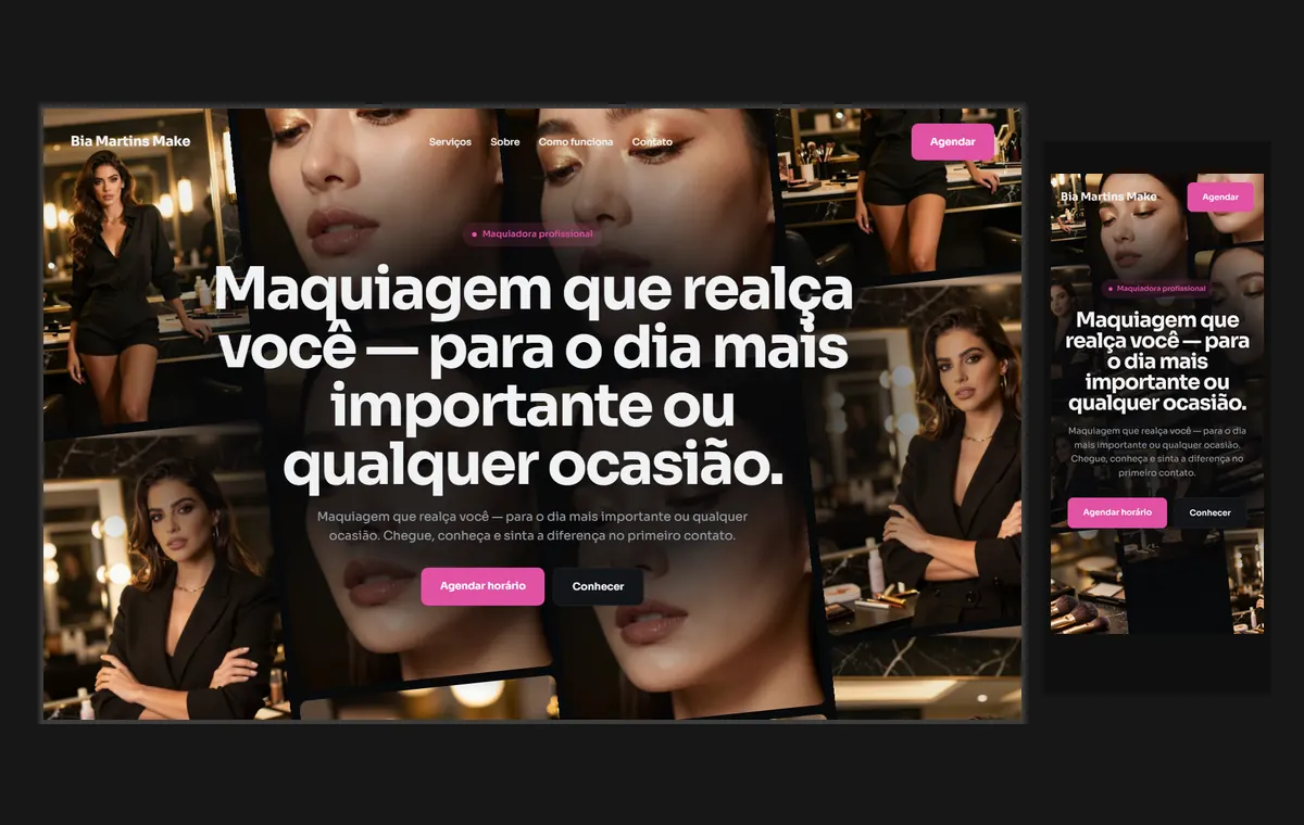 Site de maquiadora no modelo Fluxo Noite