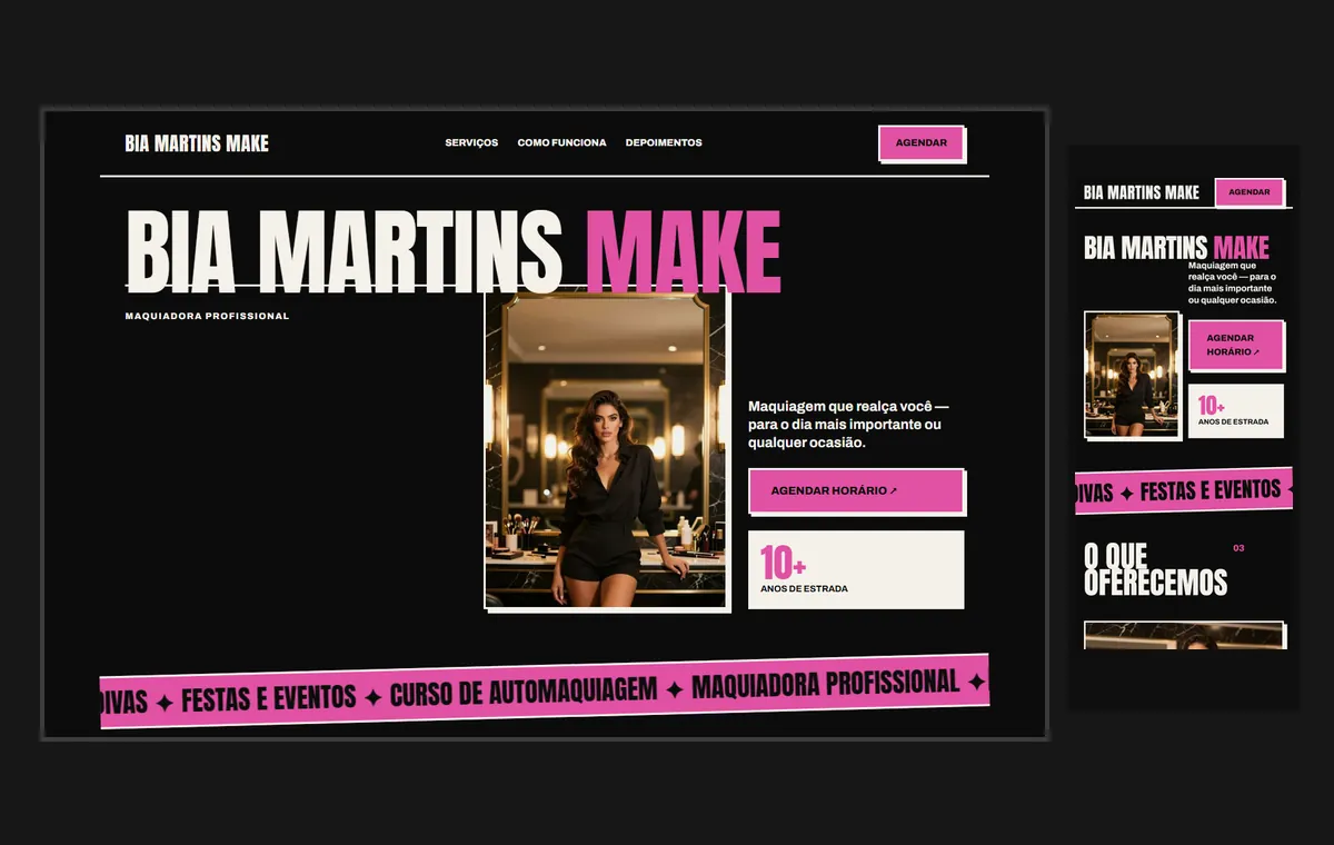 Site de maquiadora no modelo Impacto Eclipse