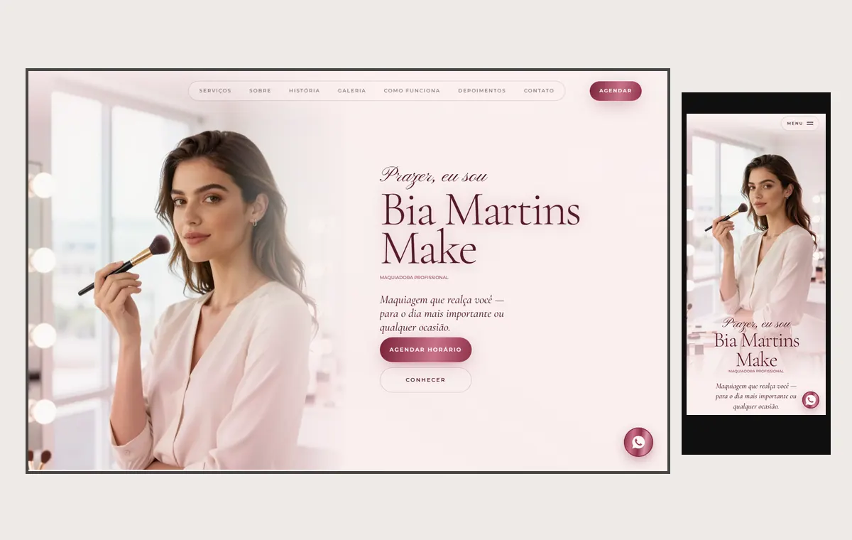 Site de maquiadora no modelo Luxo Dia
