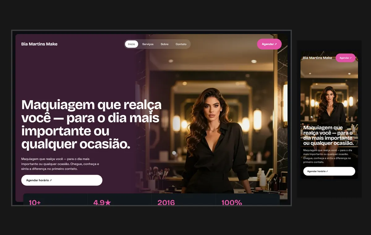 Site de maquiadora no modelo Panorama Lua