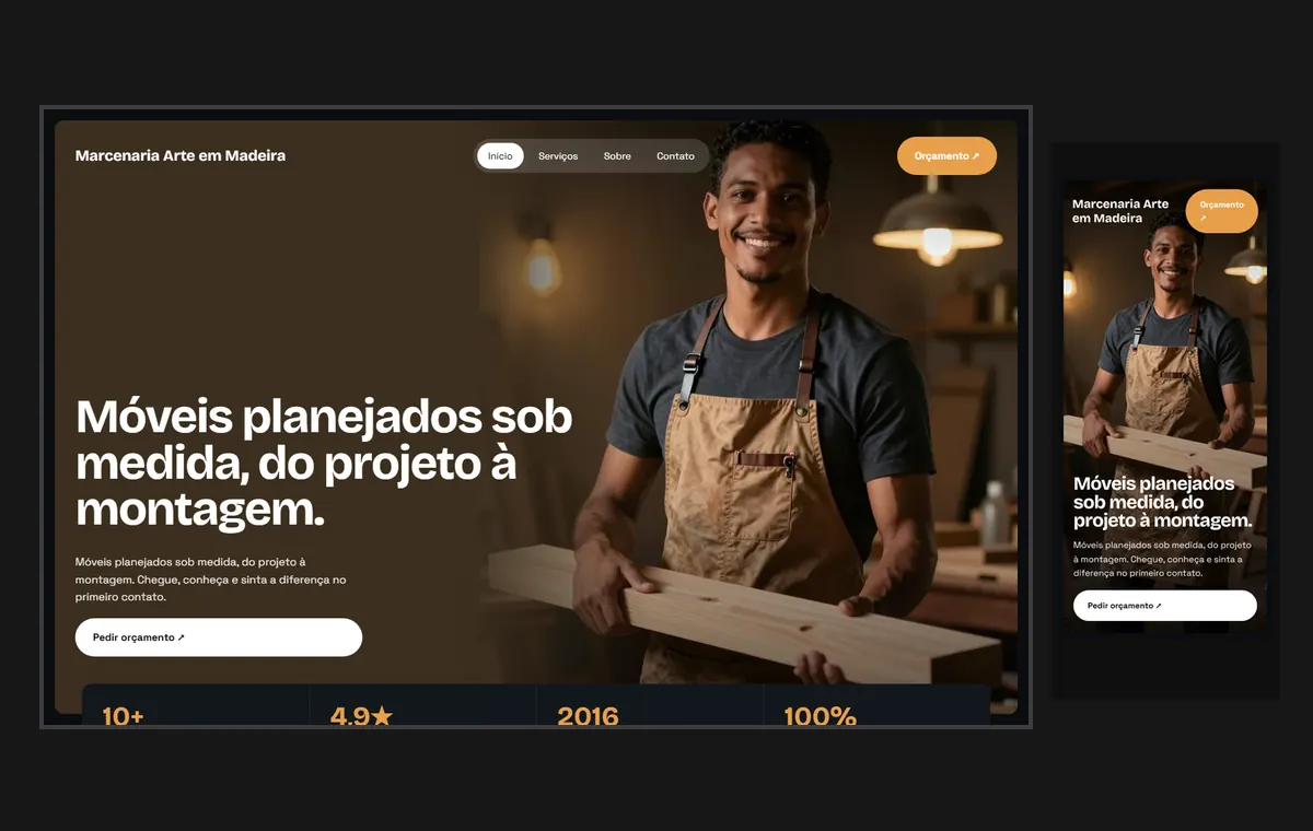 Site de marceneiro e móveis planejados no modelo Panorama Lua