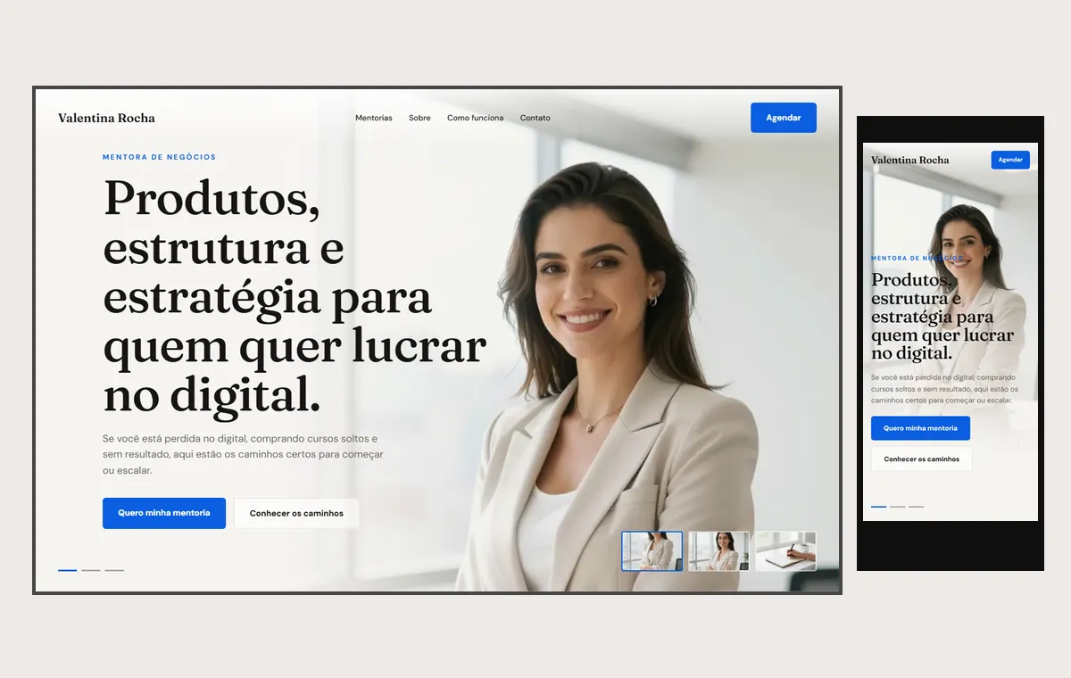 Site de mentoria no modelo Cinema Luz