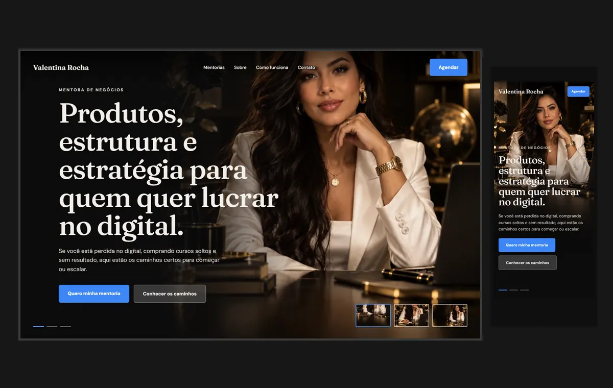 Site de mentoria no modelo Cinema Noite